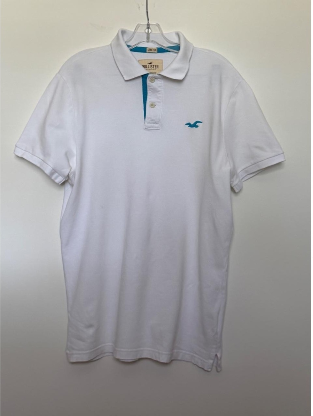 Hollister Epic Flex Stretch White Short Sleeve Polo Shirt